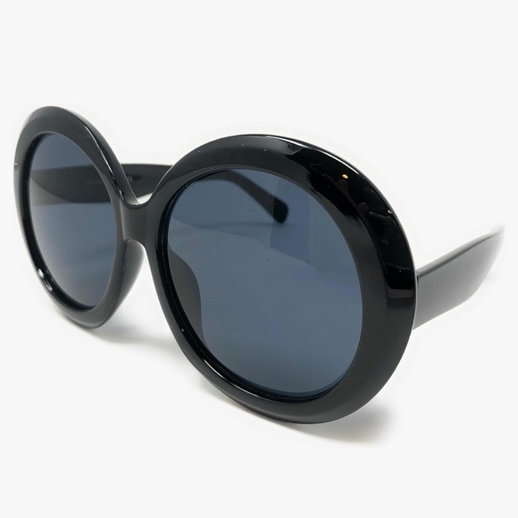 Black sunglasses big round circle goth Jackie O retro 60’s style oversized sexy main image 4